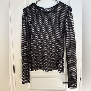 Zara stretchy mesh top-long sleeve, raw edge bottom-fitted